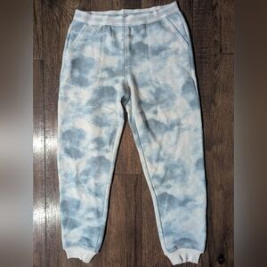 UGG Women's Blue & White Cloud Print Sweatpants Long John Style Joggers LRG NWOT